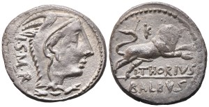 L. Thorius Balbus, Denarius, Rome, 105 BC; AR (3,96 g; 19,5 mm; 9 h)