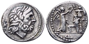 C: Fundanius, Quinarius, Rome, 101 BC; AR (1,90 g; 15,2 mm; 7 h)