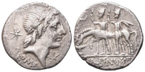 A. Postumius Sp.f. Albinus, Denarius, Rome, 96 BC (?); AR (3,72 g; 17,9 mm; 3 h)