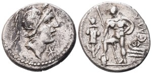 C. Publicius Malleolus, A. Postumius Sp. Albinus and L. Metellus, Denarius, Rome, 96-92 BC; AR (3,88 g; 18,4 mm; 5 h)