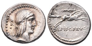L. Calpurnius Piso Frugi, Denarius, Rome, 90 BC; AR (4,03 g; 17,8 mm; 5 h)