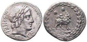Mn. Fonteius, Denarius, 85 BC; AR (4,05 g; 20,1 mm; 1 h)