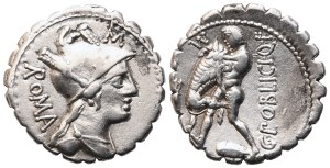 C. Poblicius, Denarius serratus, 80 BC; AR (3,91 g; 18,4 mm; 7 h)