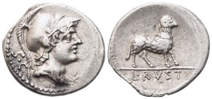 L. Rustius, Denarius, Rome, 76 BC; AR (3,90 g; 18,8 mm; 6 h)