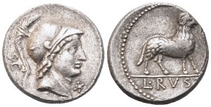 L. Rustius, Denarius, Rome, 74 BC; AR (3,94 g; 17,2 mm; 7 h)
