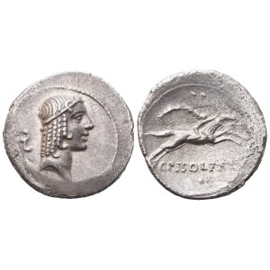 C. Calpurnius Piso Frugi, Denarius, Rome, 67 BC; AR (3,46 g; 18,8 mm; 4 h)