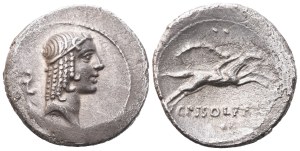 C. Calpurnius Piso Frugi, Denarius, Rome, 67 BC; AR (3,46 g; 18,8 mm; 4 h)