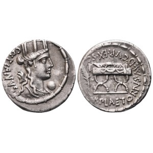 M. Plaetorius Cestianus, Denarius, 67 BC; AR (3,75 g ; 18 mm; 8 h)