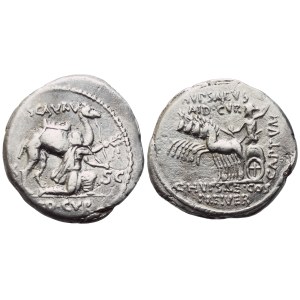 M. Aemilius Scaurus , Pub. Plautius Hypsaeus, Denarius, Rome, 58 BC; AR (3,37 g; 19,1 mm; 3 h)