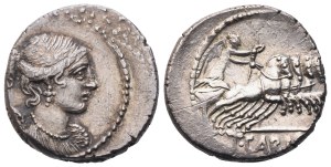 T. Carisius, Denarius, Rome, 46 BC; AR (3,85 g; 17,8 mm; 3 h)