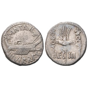Marco Antonio, Denario, 32-31 a.C.; AR (2,97 g; 16,2 mm; 6 h)