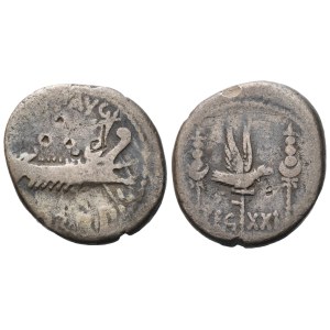 Marcus Antonius, denár, 32-31 pred Kr.; AR (3,47 g; 17,6 mm; 12 h)