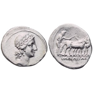 Octavian (32-27), Denarius, Brundisium or Rome, 29-27; AR (3,61 g; 19,4 mm; 3 h)