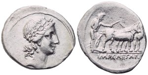 Octavian (32-27), Denarius, Brundisium or Rome, 29-27; AR (3,61 g; 19,4 mm; 3 h)