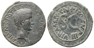 Augustus (27 BC-14 AD), As, Rome, 15 BC; Æ (11,17 g; 28,3 mm; 9 h)