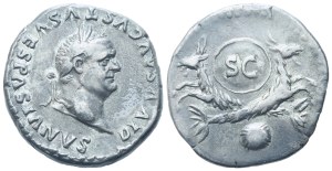 Divus Vespasian (died 79), Denarius struck under Titus, 80-81; AR (3,07 g; 17,3 mm; 6 h)