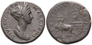 Diva Marciana, Sestertius struck under Trajan, Rome, c. AD 112-117; Æ (g 27,15; mm 33; 6 h)