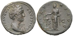 Diva Faustina I (died 141), Sestertius, Rome, after 141; Æ (26,78 g; 33,2 mm; 11 h)