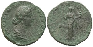 Faustina II (147-175), Sestertius struck under Marcus Aurelius, Rome, 161-175; Æ (24,76 g; 31,5 mm; 12 h)