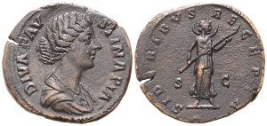 DIva Faustina II (died 175-176), Sestertius, Rome, c. 175-176; Æ (24,58 g; 31,5 mm; 6 h)