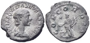 Aquilia Severa, Denarius struck under Elagabalus, Rome, 221-222; AR (3,57 g; 19 mm; 6 h)