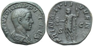 Philip II (Caesar, 244-247), Sestertius, Rome, AD 246; Æ (11,54 g; 28 mm; 12 h)