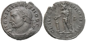 Galerius as Caesar (293-305), Follis, Lugdunum, c. 301-303; Æ (9,16 g; 27,2 mm; 12 h)