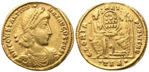 Constantius II (337-361), Solidus, Thessalonica, 353-354; AV (4,14 g; 21,4 mm; 11 h)
