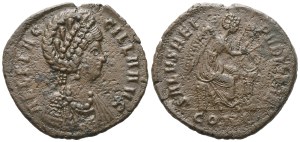 Aelia Flaccilla Augusta (379-386/8), Nummus, Constantinople, 378-383; Æ (4,24 g; 22,3 mm; 12 h)