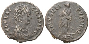 Aelia Flaccilla, Follis struck under Theodosius I, Antiochia, 383-388; Æ (4,84 g; 21,5 mm; 11 h)