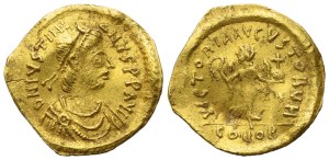 Justinian I (527-565), Tremissis, Constantinople; AV (1,40 g; 15,2 mm; 6 h)
