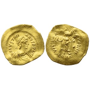 Justinian I (527-565), Tremissis, Constantinople mint; AV (1,38 g; 16,3 mm; 6 h)