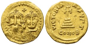 Heraclius (610-641) with Heraclius Constantine, Solidus, Constantinople; AV (4,21 g; 19,4 mm; 6 h)