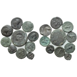 Lot of 10 Greek Æ coins to be catalogued. Lot sold as is, no returns.