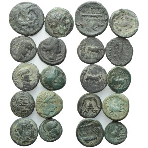 Lot of 10 Greek Æ coins. Lot sold as is, no returns.