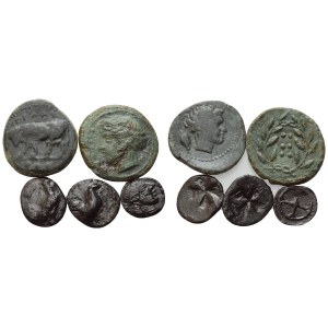 Lot of 5 Greek coins to be catalogued.