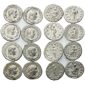 Lot of 8 Roman AR coins to be catalogued. Lot to be sold as is, no returns.