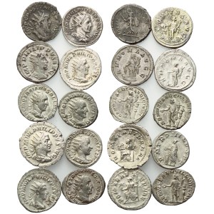 Lot of 10 Roman AR coins to be catalogued. Lot to be sold as is, no returns.