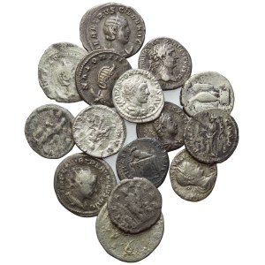 Lot of 15 Roman AR coins to be catalogued. Lot to be sold as is, no returns.
