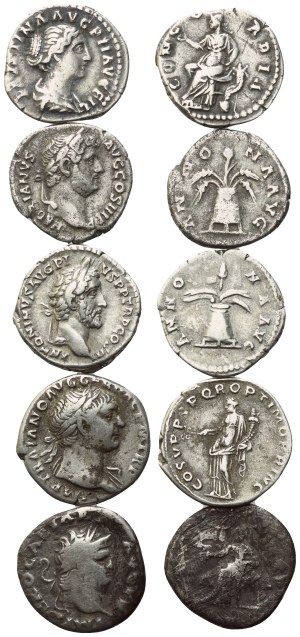 Lot of 5 Roman Imperial denarii. Lot sold as is, no returns.