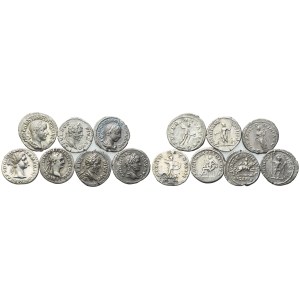 Lot of 7 Roman AR coins to be catalogued. Lot to be sold as is, no returns.