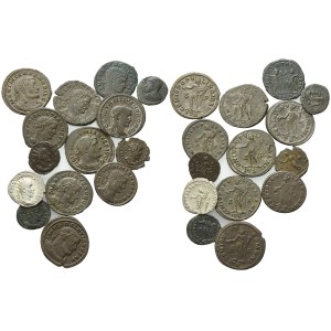 Lot of 14 Roman Æ and AR coins to be catalogued. Lot sold as is, no returns.