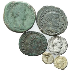 Lot of 4 coins and 2 tesserae. Lot to be sold as is, no returns.