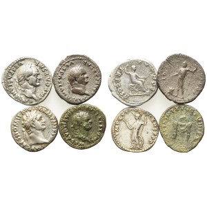 Lot of 4 Roman Imperial coins (Vespasian-Domitian) to be catalogued. Lot sold as is, no returns.