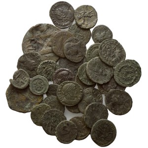 Lot of 33 Roman coins to be catalogued. Lot sold as is, no returns.