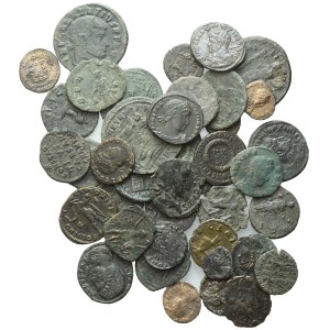 Lot of 42 Roman coins to be catalogued. Lot sold as is, no returns.