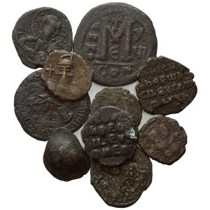 Lot of 10 Æ Byzantine coins to be catalogued. Lot sold as is, no returns.