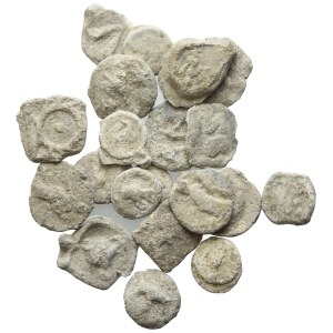 Lot of 21 lead tesserae. To be sold as is, no returns.
