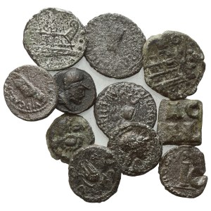 Lot of 10 Æ coins and 1 tessera to be catalogued. Lot to be sold as is, no returns.