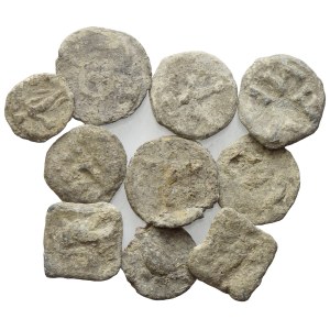 Lot of 10 lead tesserae. Lot to be sold as is, no returns.